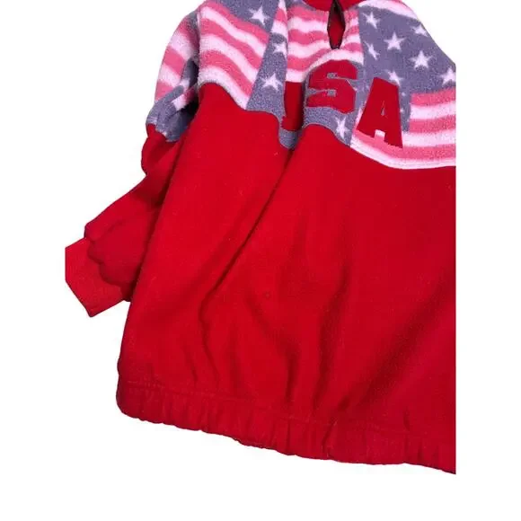 Vintage USA Fleece Quarter Zip Mens Large Embroidered Logo Pullover Patriotic - Picture 6 of 7